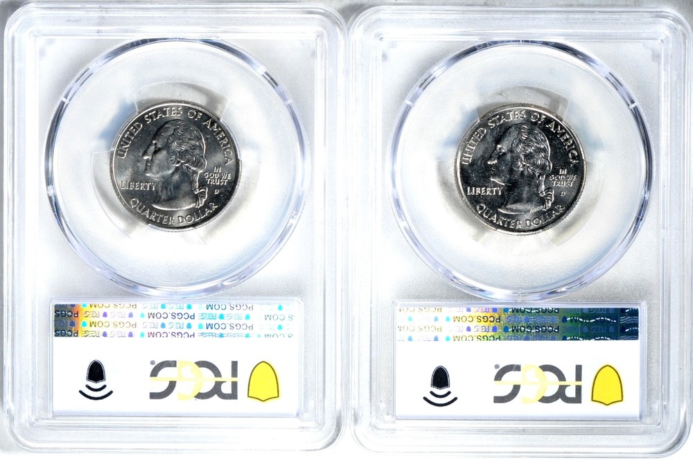 20th Anniversary WI Extra Leaf Low & High Quarters PCGS MS64