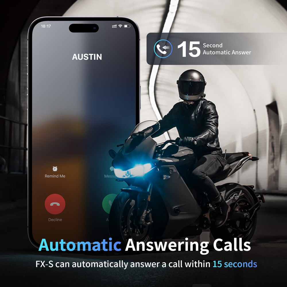 2x FX-S Motorcycle Helmet Intercom Bluetooth Headset 2-way 1000m Communication