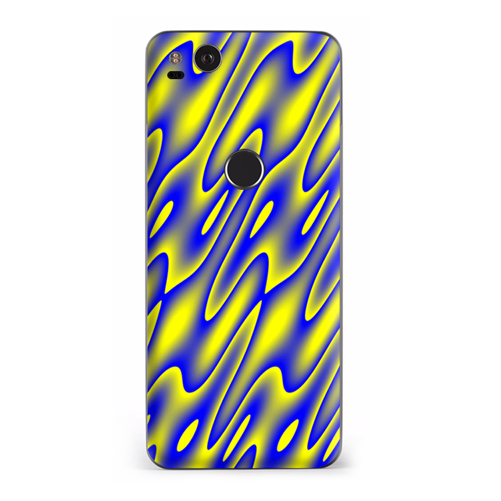 Google Pixel 2 Skins Decal Wrap Neon Blue Yellow trippy