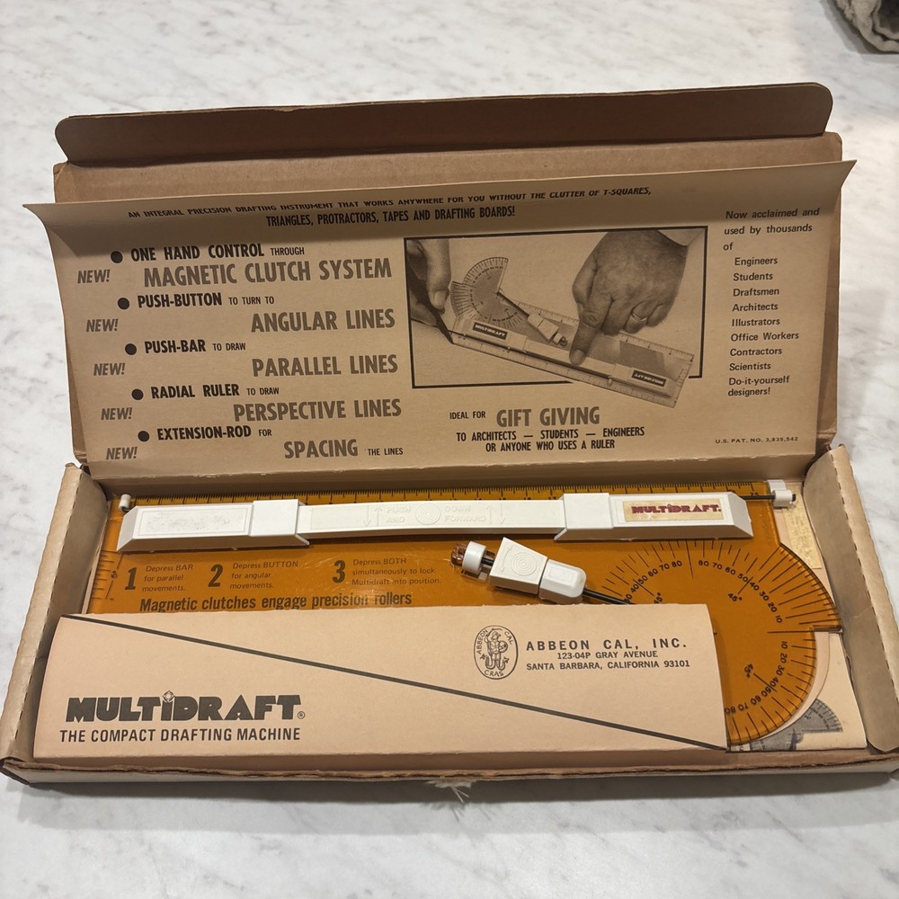 Multidraft Compact Drafting Machine Abbeon Cal with Box & Instructions Vintage