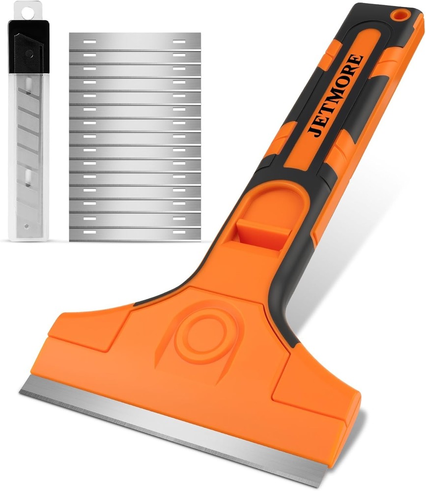 Razor Blade Scraper, Scraper Tool with 15 PCS SK5 Steel Blades, Razor Scraper, E