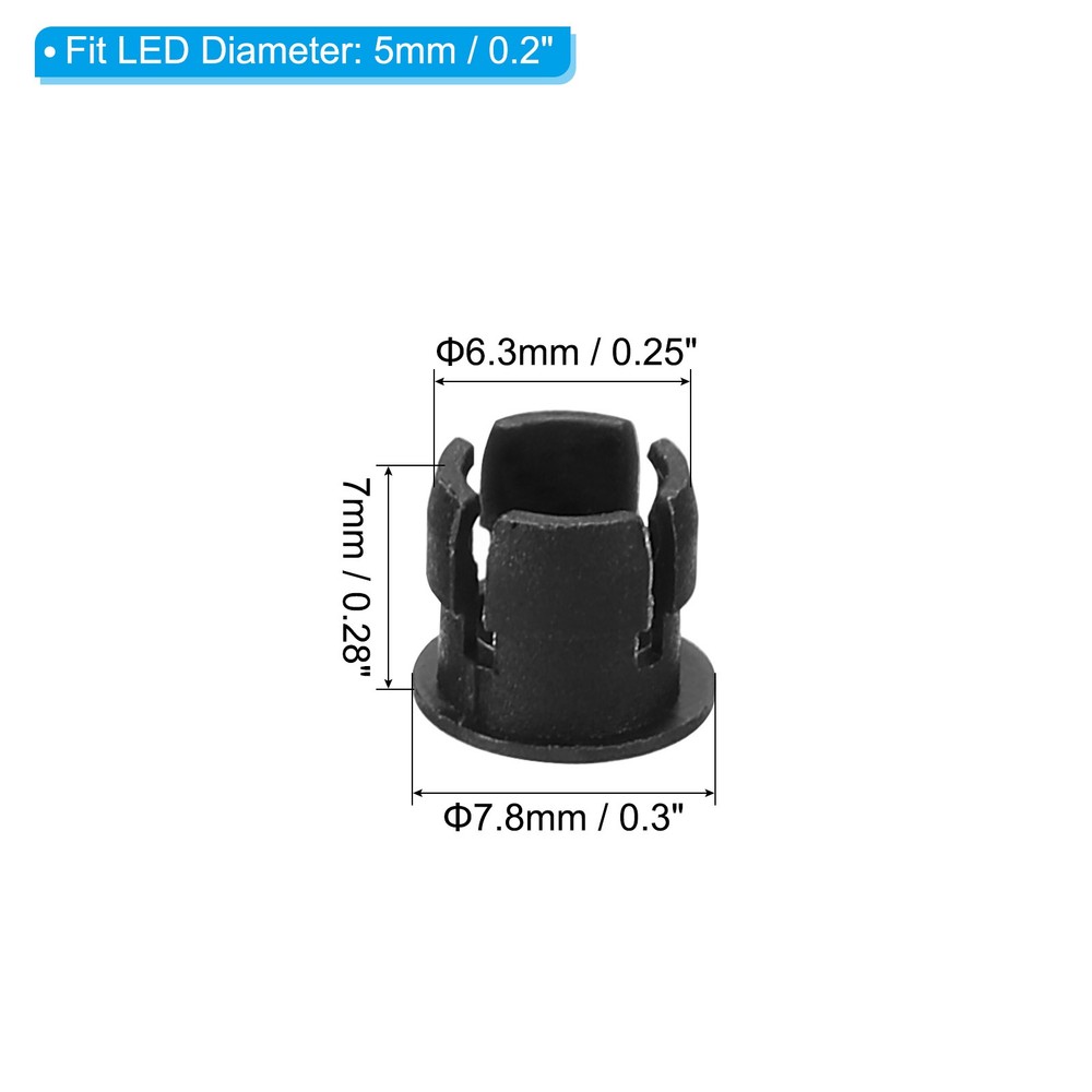 200pcs 5mm Light Emitting Diode Holder Clip Bulb Socket Panel LED Holders