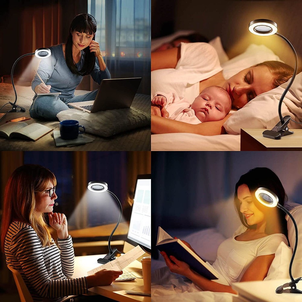 LED Clip On Desk Lamp Flexible Arm USB Dimmable Study Reading Table Light NEW