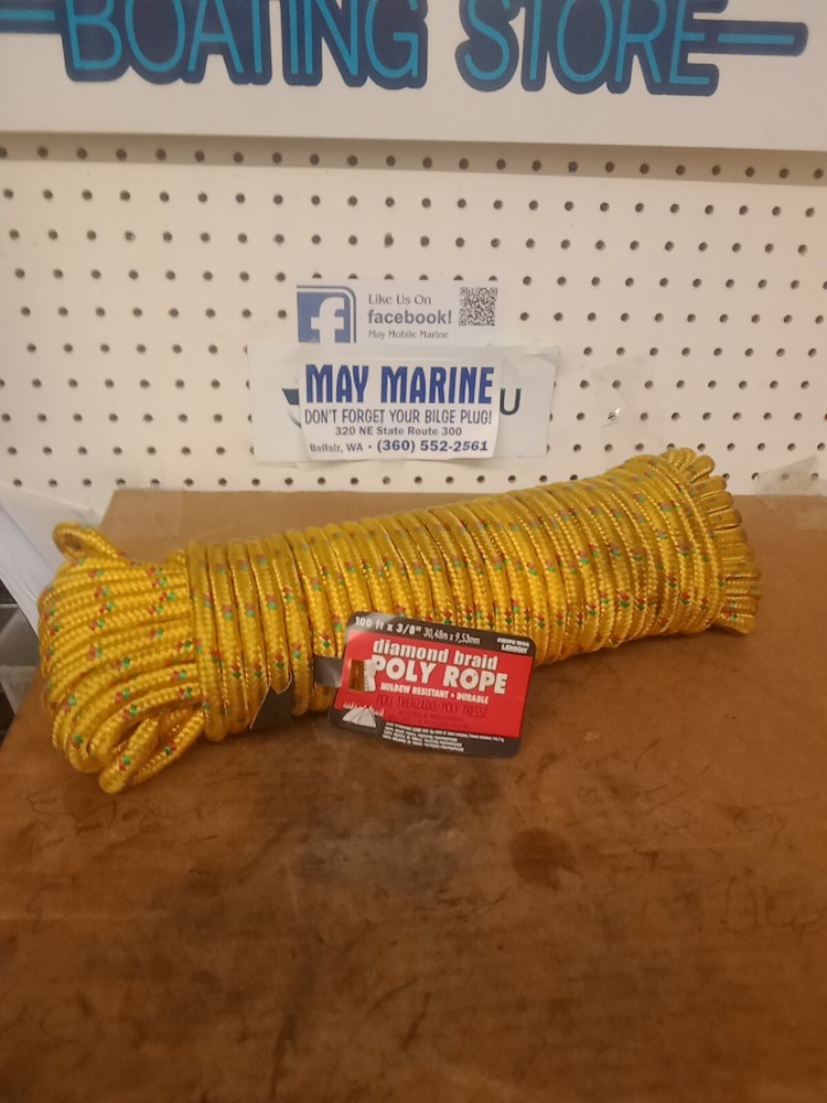 MFP8100A Diamond Braid "Poly Rope" 100ft x 3/8" x 9,53mm Mildew Resistant