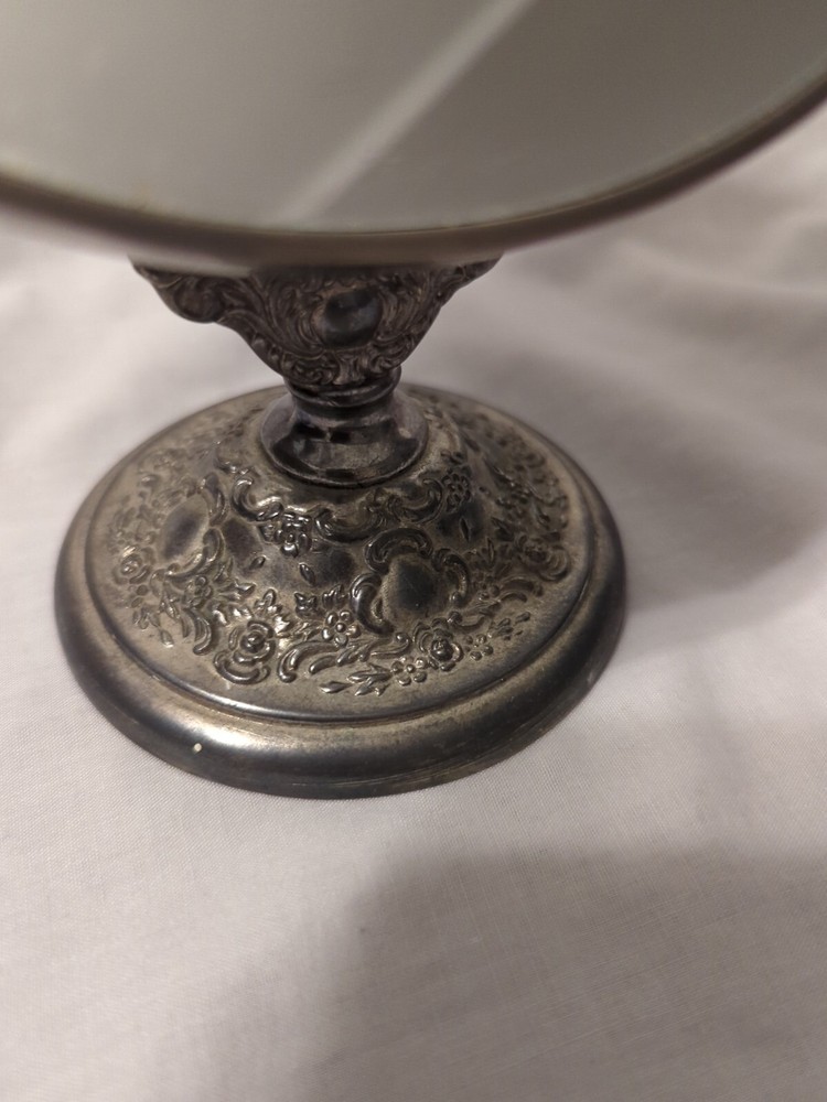 Vintage Silver Plated Pedestal Mirror Cute