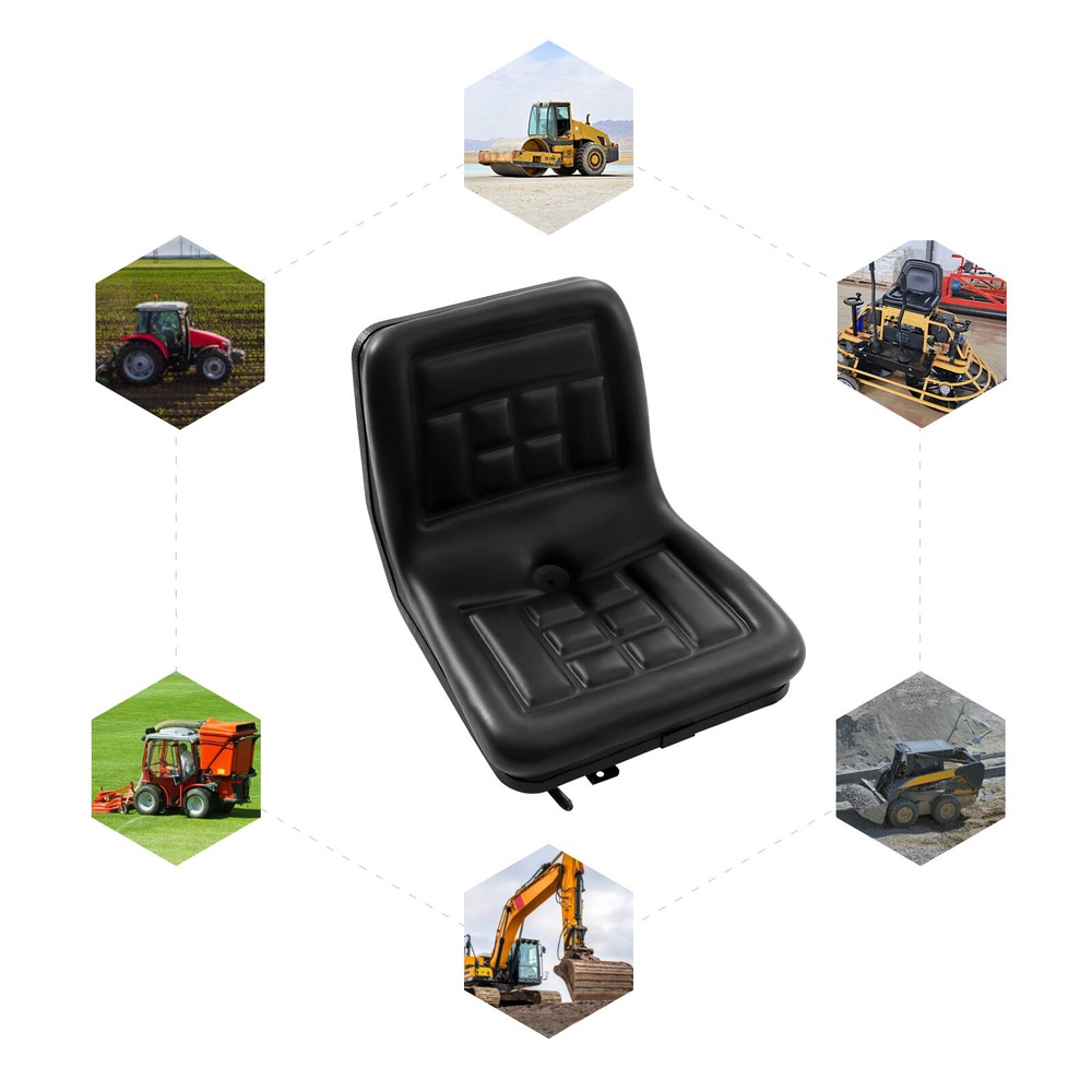 Universal Compact High Back Mower Seat Black Seat with Mounting Bolt Patterns