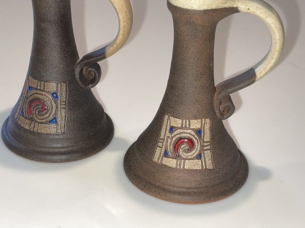 Jack O'Patsy JOP Ireland Studio Pottery Celtic Spiral Votive Candle Holders EUC