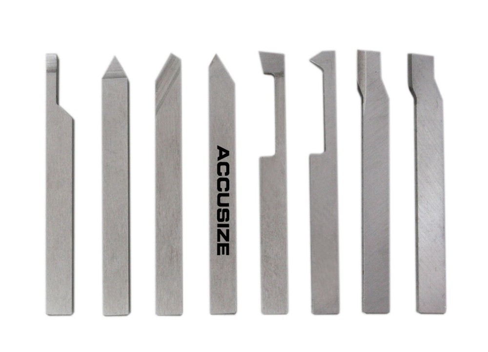 1/4'' 8 Pc H.S.S. Tool Bit Set, Pre-Ground for Turning and Facing Work, 2662-...