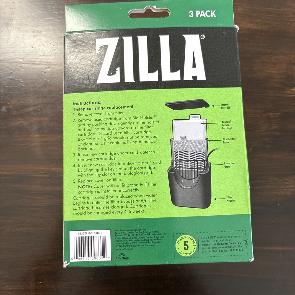 Zilla Replacement Filter Cartridges, (3 Pk) 25% More Activatd Carbon, Large Size
