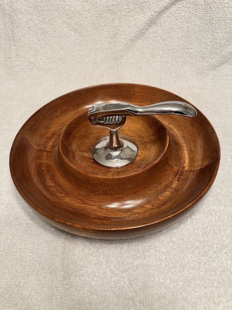 Nut Cracker Bowl Mid Century Modern 11 Inch Round