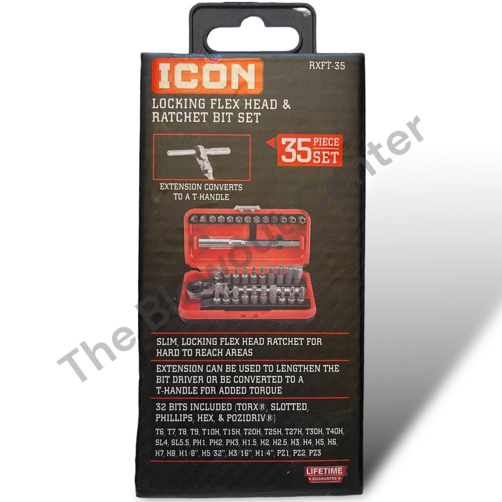 ICON RXFT-35 Locking Flex Head Ratchet Bit Set 35 Piece W/Protective Case