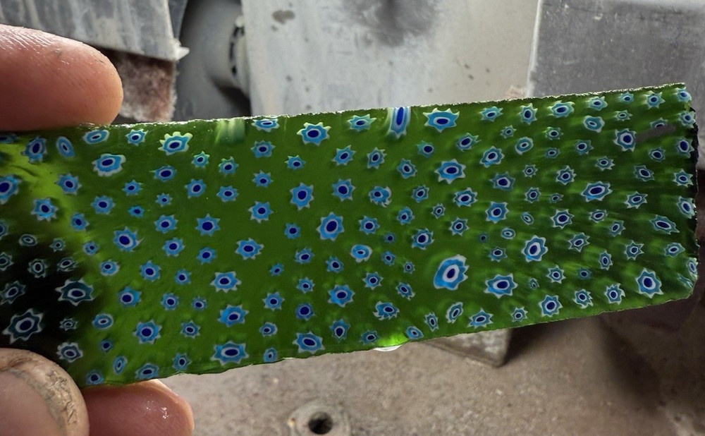Millefiori glass slab rough