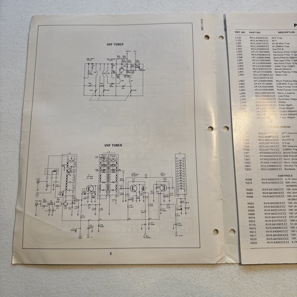 Sharp Color Television Model SKC-1910 Service Information