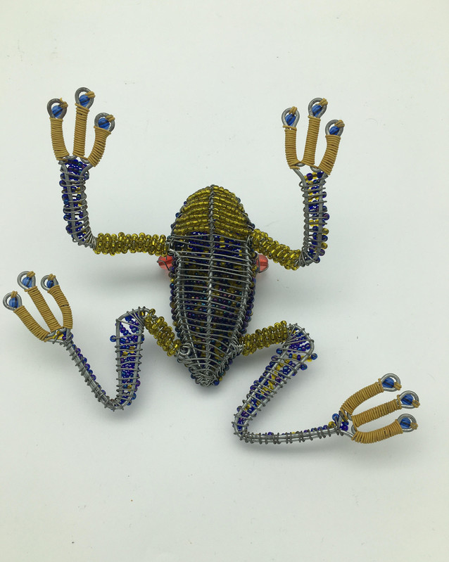 VINTAGE HANDMADE BEADED FROG
