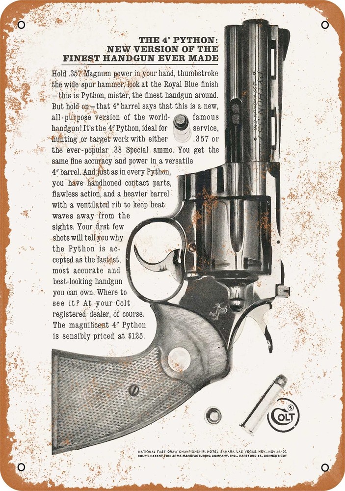 METAL SIGN - 1960 Colt Python .357 Magnums - Vintage Look Reproduction