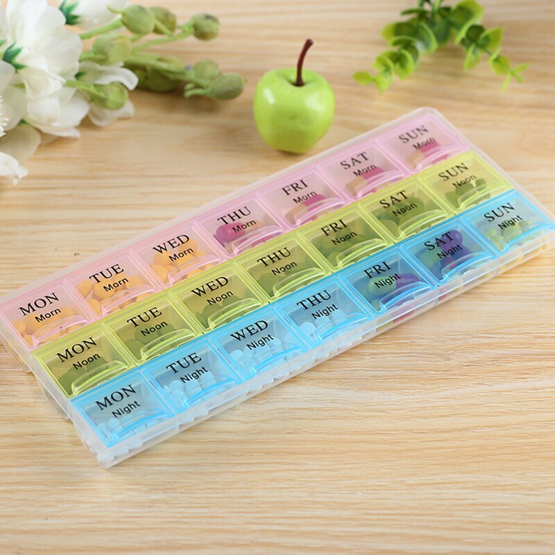 21 Compartment pill case a week Transparent 7day pill organizer