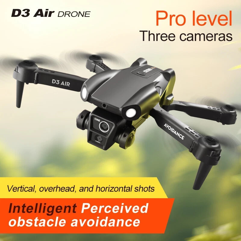D3 RC Quadcopter Drone 4K WiFi FPV 3 Cameras Optical Flow Obstacle Avoidance