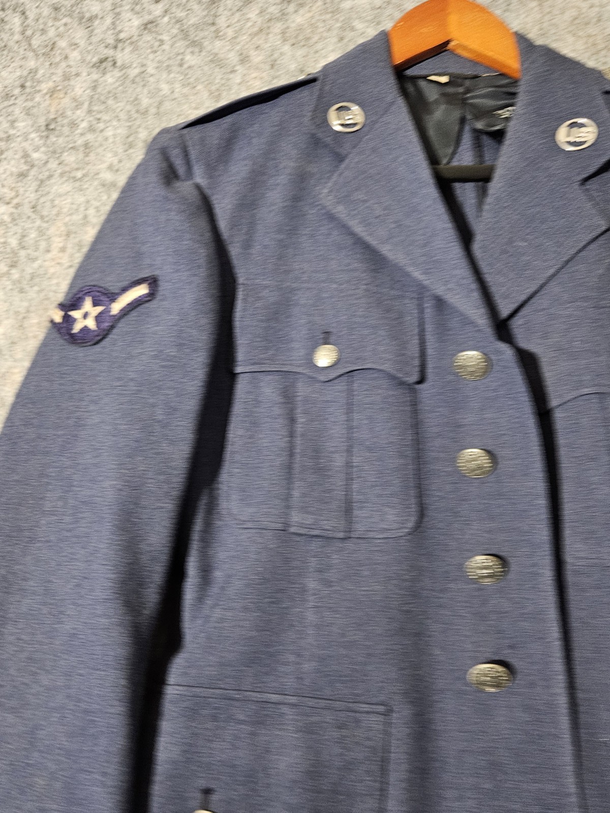Vintage US Air Force Military Uniform Jacket 37R USAF Blue Wool