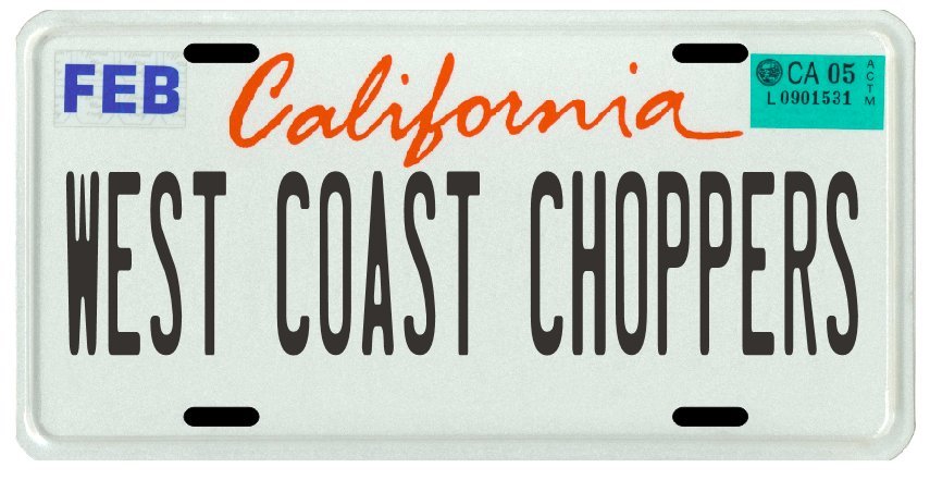 West Coast Choppers Custom Motorcycle CA License plate
