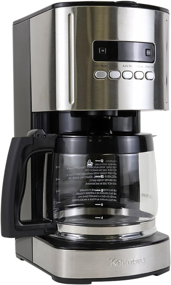 Kenmore Drip Coffee Maker - 12 Cup Programmable Cafe Machine with Glass Pot, Reg