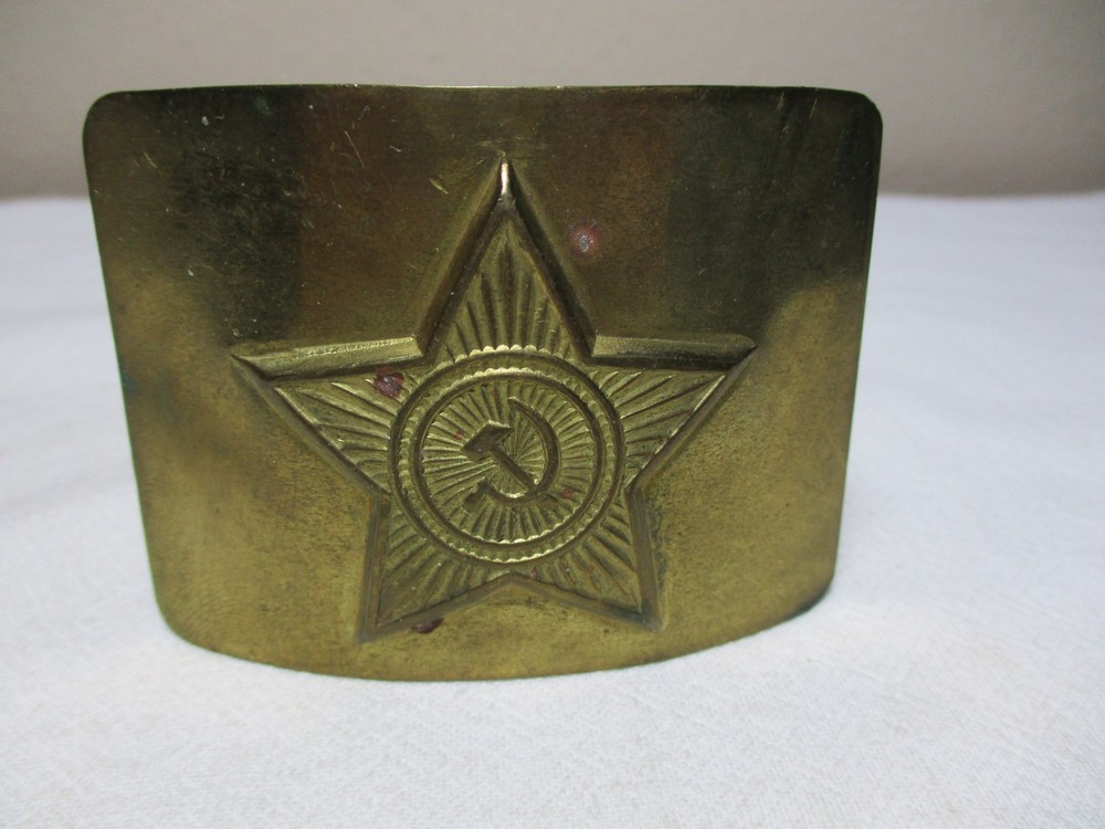 GENUINE SOLID BRASS RUSSIAN BELT BUCKLE HAMMER and SICKLE