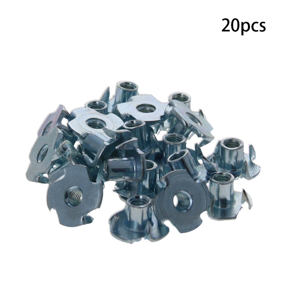 Tee Nuts 4 Prong Full teeth T-Nut Zinc Plated Threaded Insert Tee Blind Nuts