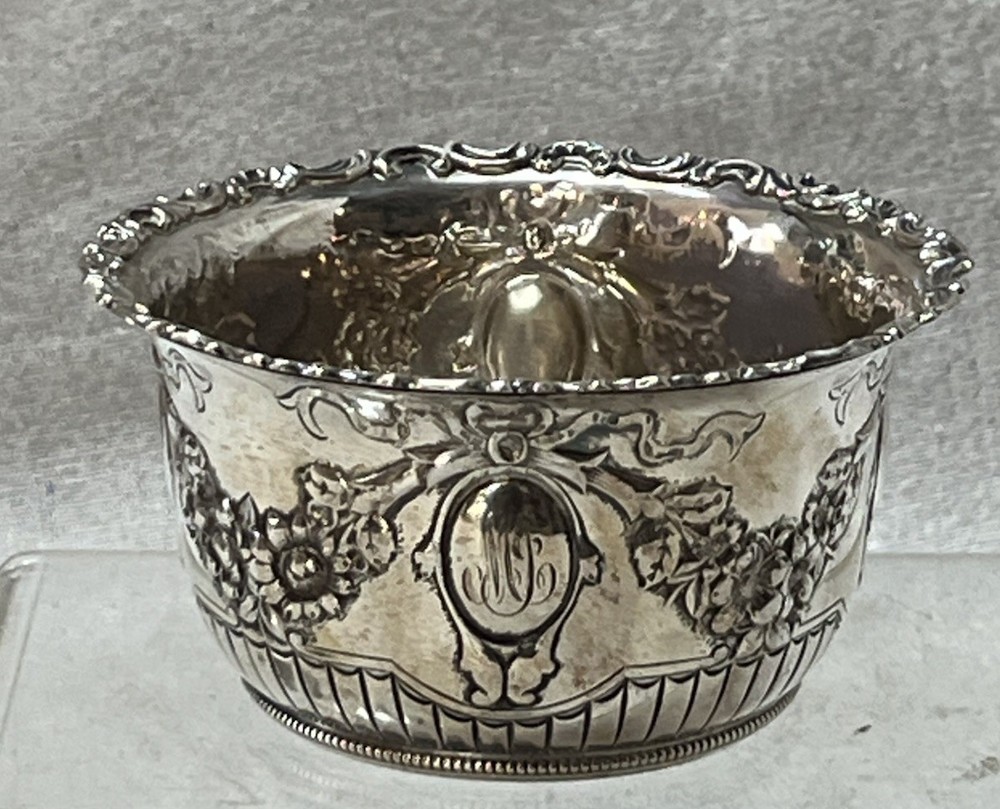Gorham Sterling Floral Garland Candy Dish Monogram