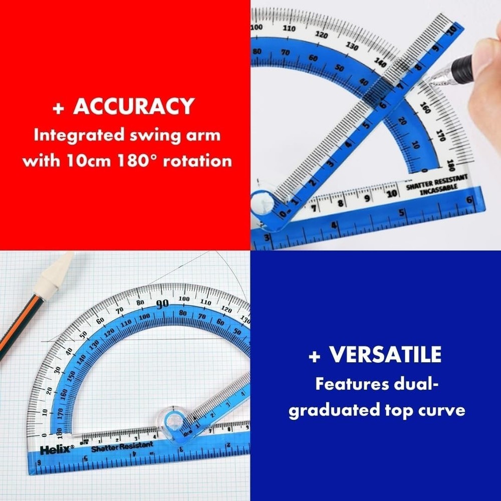 Lightweight 180° Protractor with Integrated Ruler - Perfect for Geometry Classes