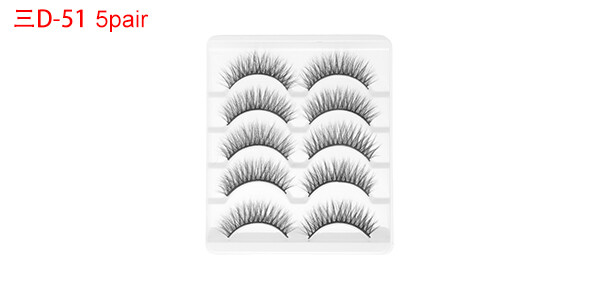 Soft 3D False Eyelashes for Makeup Black 3D-51 5 Pair