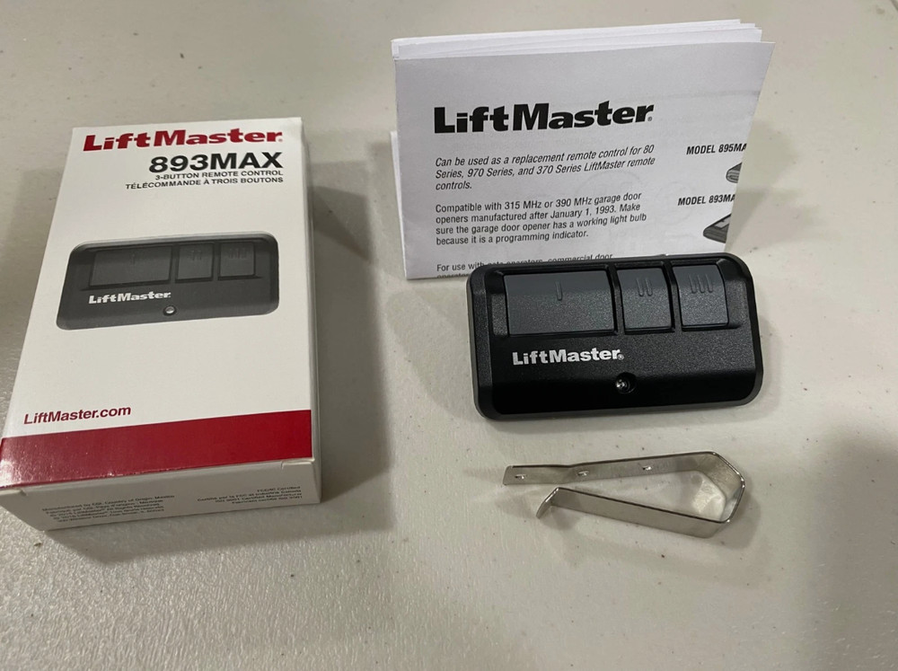 LiftMaster 893MAX 3 Button Visor Remote Control Garage Door Opener B