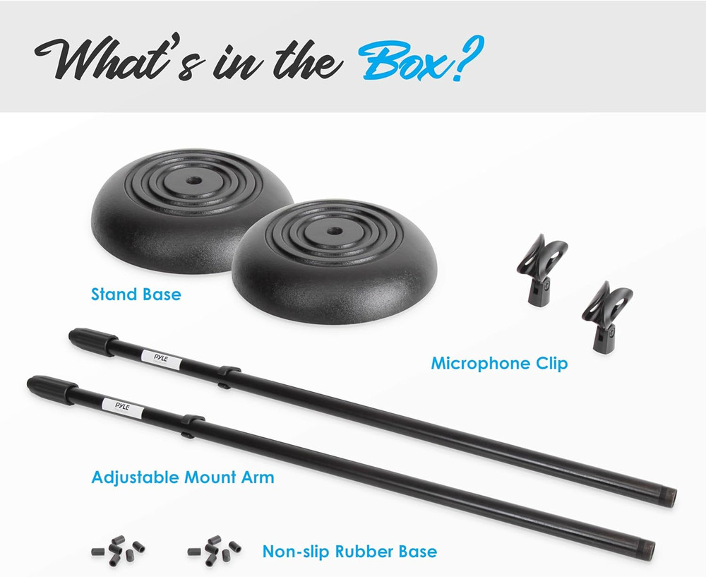 Universal Microphone Stand - Handheld Mic Compatible, Heavy Compact Base, Lightw