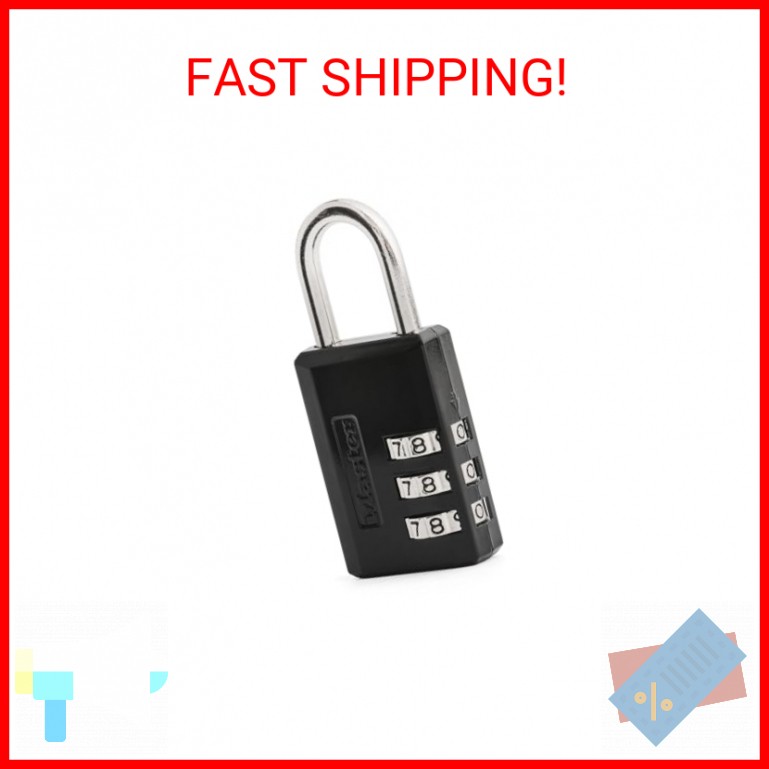 Master Lock Black Combination Padlock, Indoor Gym Locker Lock with Customizable