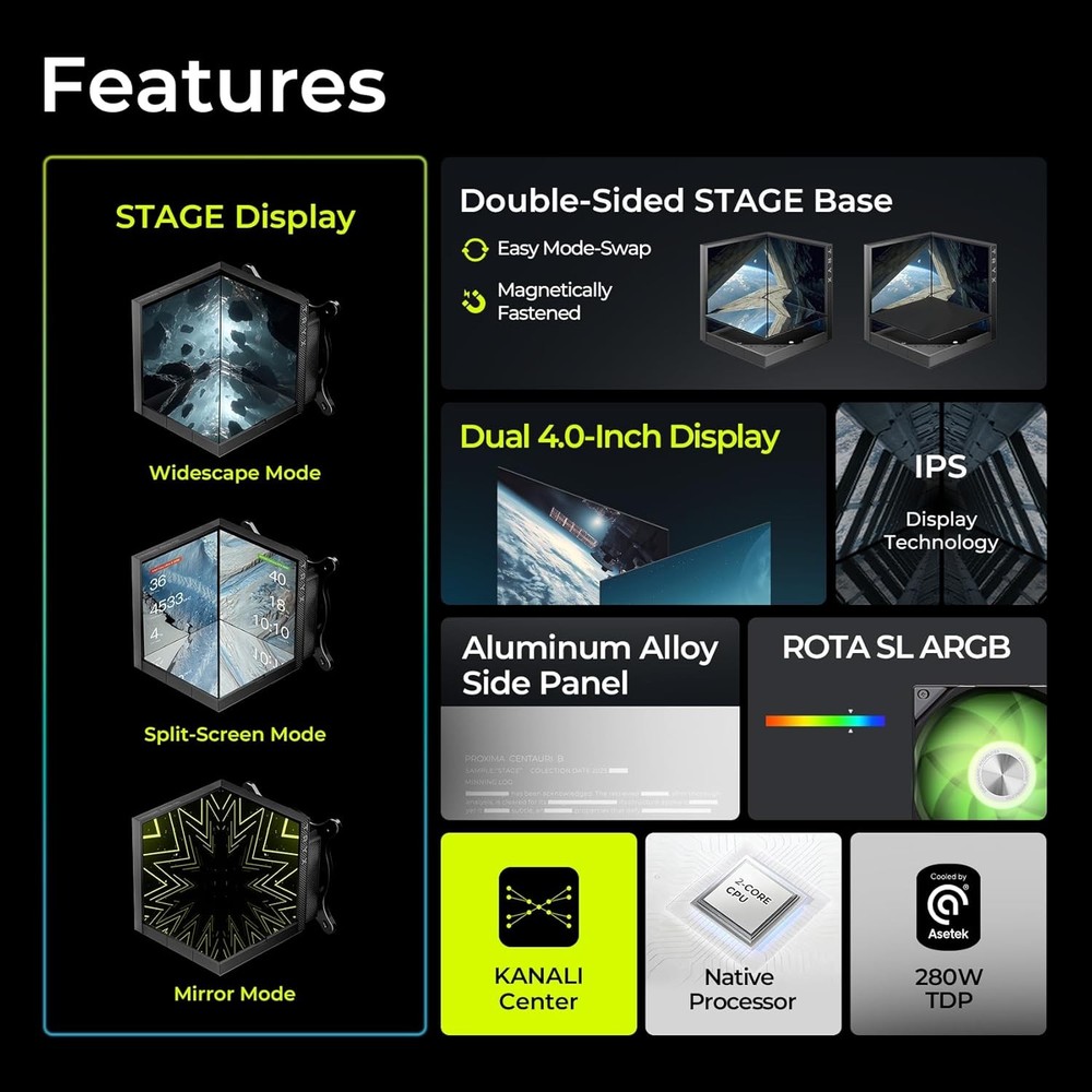 TRYX Stage ARGB 360mm AIO Screen3D Display Modes Asetek 7th GenV2