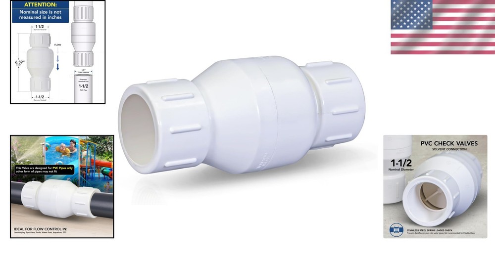 Durable 1-1/2'' Inline Check Valve - Prevent Backflow With Safety Assurance