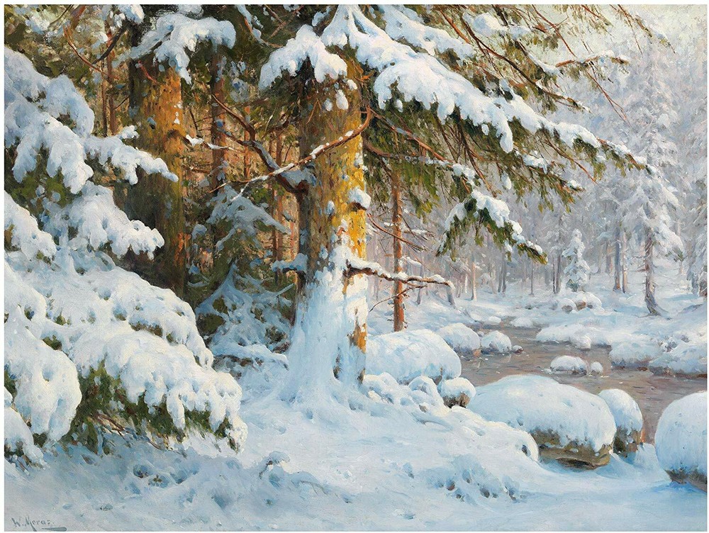 Spruce Pine Snow Winter Forest Tile Mural Kitchen Wall Backsplash Marble Ceramic