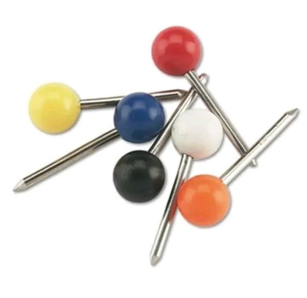 Gem Map Tacks, Plastic, Assorted, 3/8", 200/Box (GEMMTA)