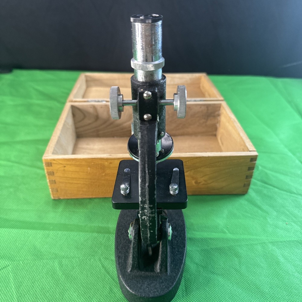 VINTAGE Toc Optics Student Microscope, In Wooden Box.