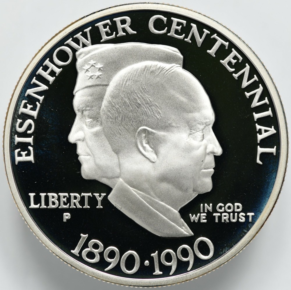 1990 P Eisenhower Centennial Proof Silver Dollar w/ Box & COA