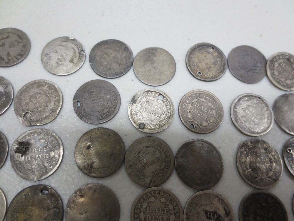(40) Assorted Seated & Bust Half Dimes (AG / Damaged)
