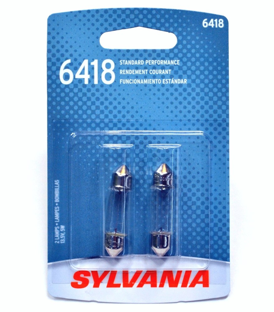Sylvania Basic 6418 36mm 5W Two Bulbs License Plate Light Replacement Stock Lamp