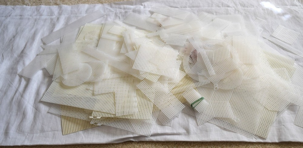 100 PLUS Pieces Plastic Canvas Needle Craft Remnants