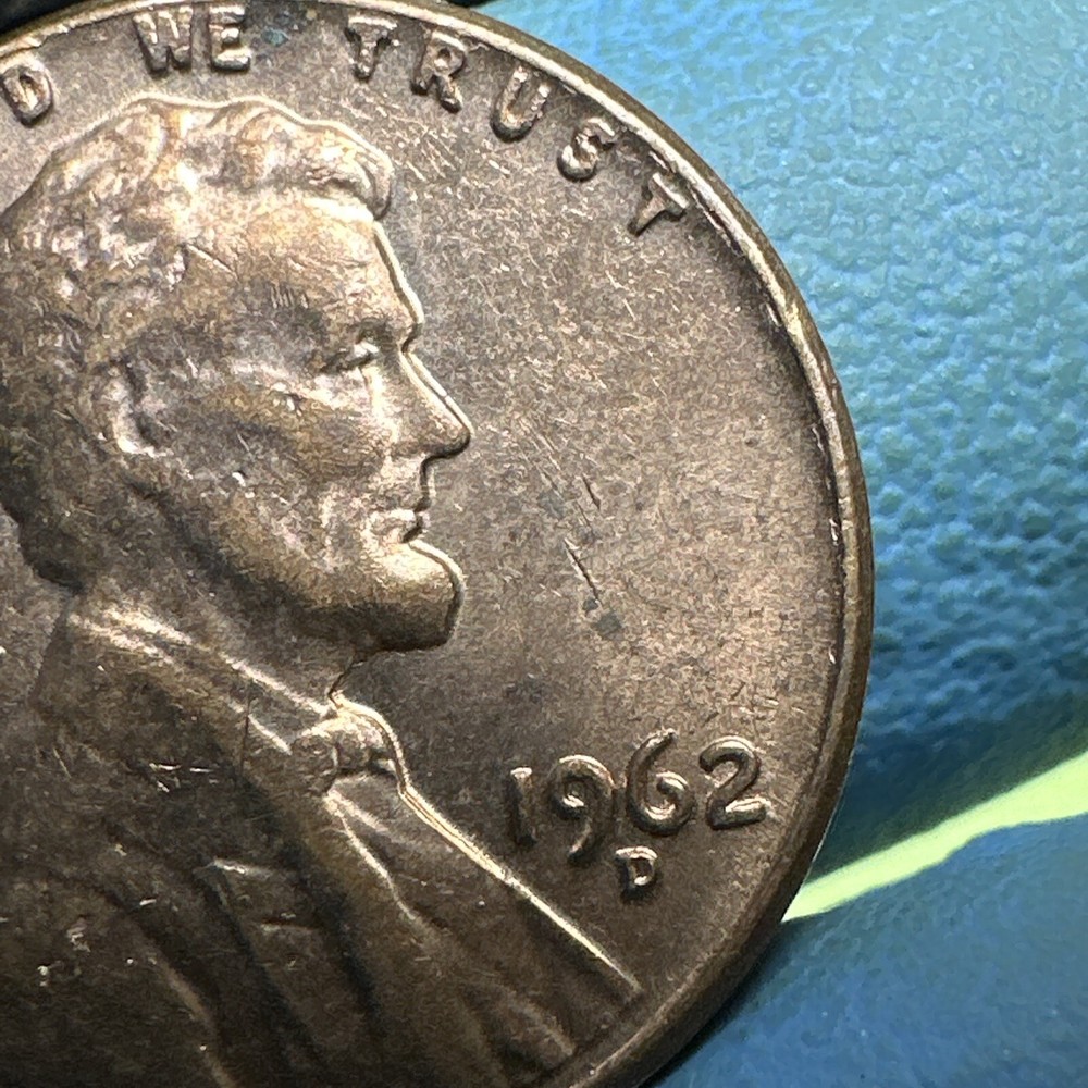 1962 D Lincoln Head Memorial Cent Grease Strike Weak N Red!