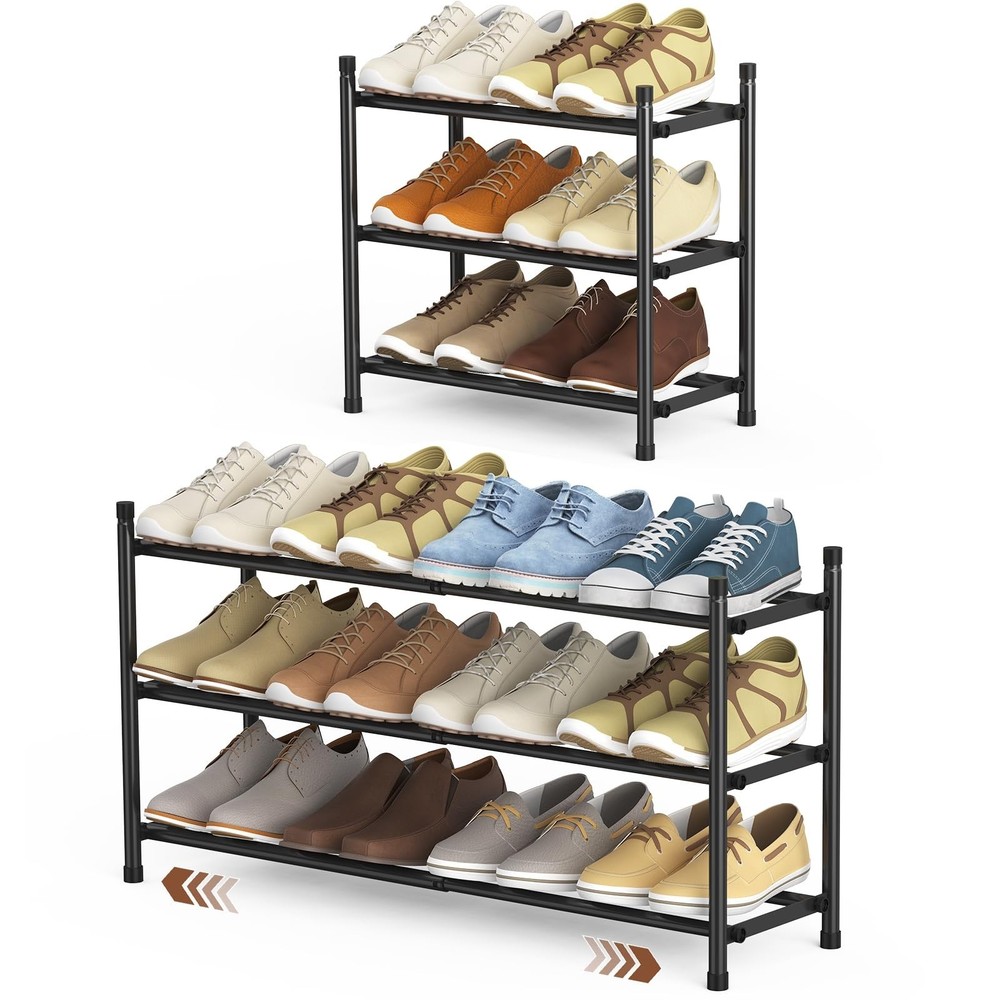 Expandable Shoe Rack, 3 Tier Shoe Rack for Closet, Stackable Adjustable Stand...