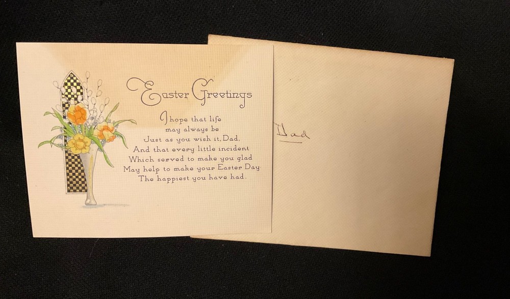 Vintage Art Deco Easter Card c. 1920s unsigned w/envelope