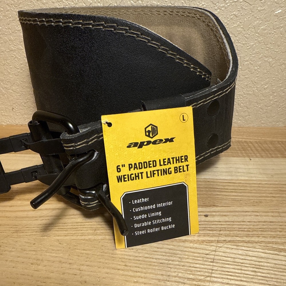 APEX 6" Leather Weightlifting Belt - Large
