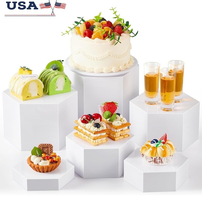 Acrylic Display Stands Clear Risers Buffet Table Multi-purpose Storage New