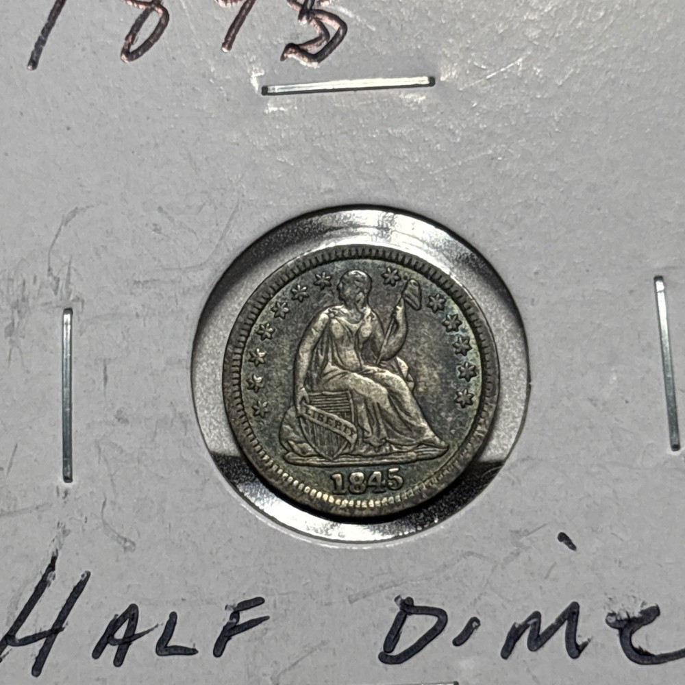 OLD US COINS SILVER 1845 HIGHGRADE HALF DIME