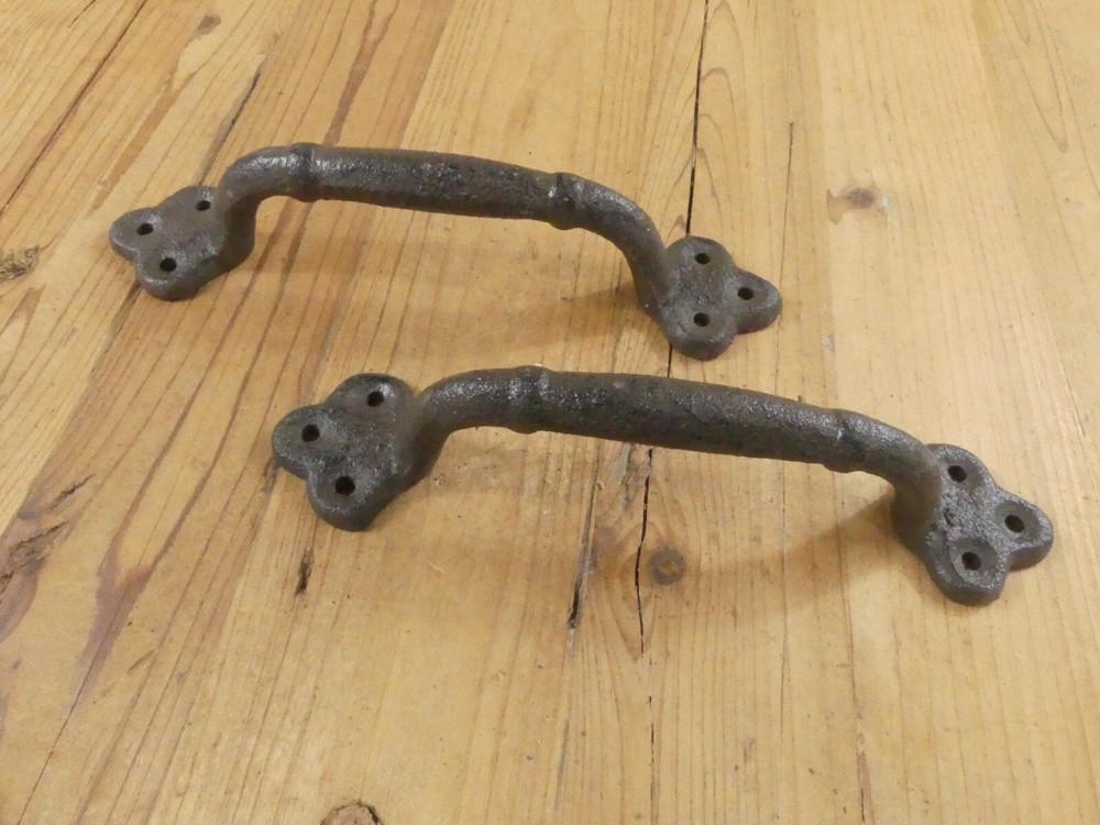 2 Rustic Cast Iron Antique Style Restore Barn Handles Gate Pull Door Handle