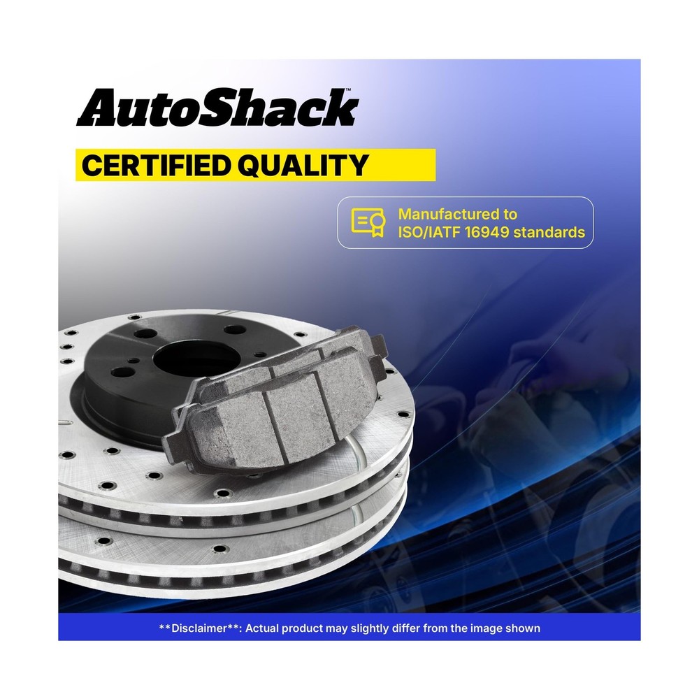 AutoShack Front Vented & Rear Solid Drilled & Slotted E-Coated Brake Rotors +...