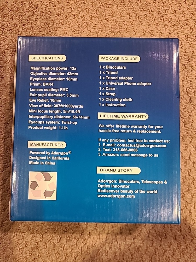 HD 12x42 Binoculars